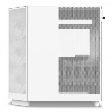 NZXT H series H6 Flow RGB - Mid tower - ATX - windowed side panel (tempered glass) - no power supply - matt white - USB/Audio - 24