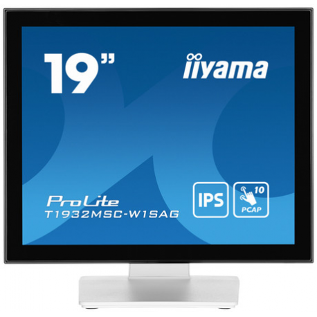iiyama ProLite T1932MSC-W1SAG - LCD monitor - 19" - touchscreen - 1280 x 1024 - IPS - 250 cd / m² - 1000:1 - 14 ms - HDMI, VGA, DisplayPort - speakers - matt white - 0