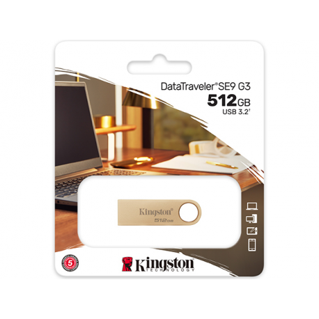Kingston DataTraveler SE9 G3 - USB flash drive - 512 GB - USB 3.2 Gen 1 - gold - 4