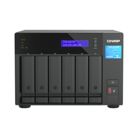 QNAP TVS-H674T - NAS server - 6 bays - SATA 6Gb / s - RAID RAID 0, 1, 5, 6, 10, 50, JBOD - RAM 32 GB - 2.5 Gigabit Ethernet - iSCSI support - 8