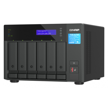 QNAP TVS-H674T - NAS server - 6 bays - SATA 6Gb / s - RAID RAID 0, 1, 5, 6, 10, 50, JBOD - RAM 32 GB - 2.5 Gigabit Ethernet - iSCSI support - 10