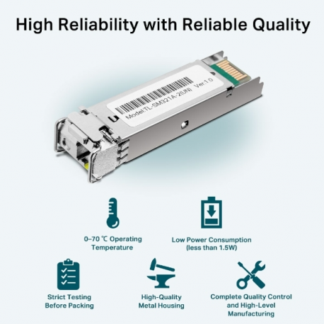 TP-Link TL-SM321A-2 V1 - SFP (mini-GBIC) transceiver module - 1GbE - 1000Base-BX - LC / UPC single-mode - up to 2 km - 1310 (RX)  /  1550 (TX) nm - 6