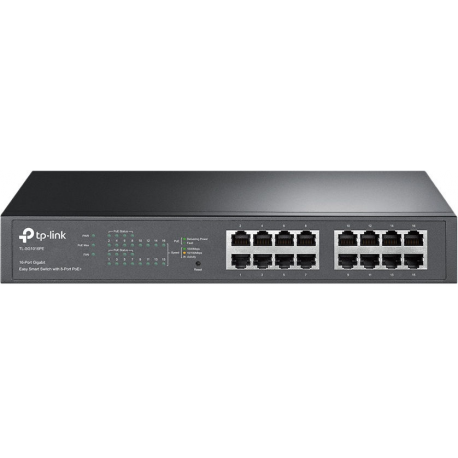 TP-Link TL-SG1016PE - Switch - smart - 8 x 10 / 100 / 1000 (PoE+) + 8 x 10 / 100 / 1000 - desktop, rack-mountable - PoE+ (110 W) - 0