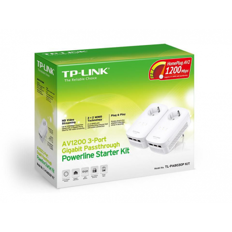 TP-Link TL-PA8030P KIT - Starter Kit - powerline adapter 1GbE, HomePlug AV (HPAV), HomePlug AV (HPAV) 2.0 - wall-pluggable - 7