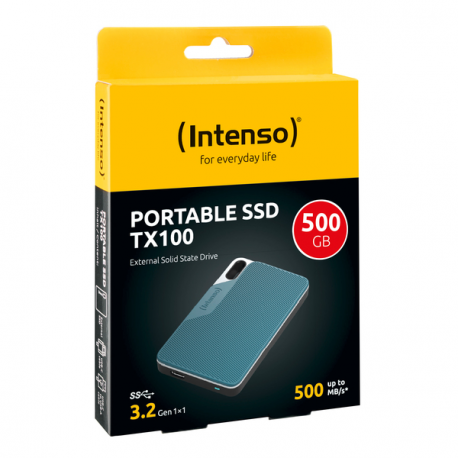 Intenso TX100 - SSD - 500 GB - external (portable) - USB 3.2 Gen 1x1 (USB-C connector) - grey-blue - 3