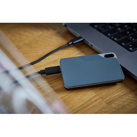 Intenso TX100 - SSD - 500 GB - external (portable) - USB 3.2 Gen 1x1 (USB-C connector) - grey-blue - 7