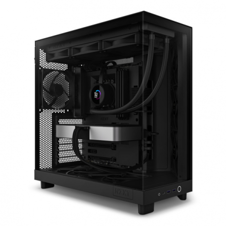 NZXT H series H6 Flow - Mid tower - ATX - windowed side panel (tempered glass) - no power supply - matte black - USB/Audio - 1