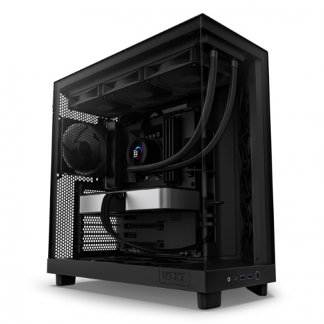 NZXT H series H6 Flow - Mid tower - ATX - windowed side panel (tempered glass) - no power supply - matte black - USB/Audio - 2