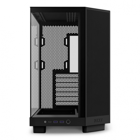 NZXT H series H6 Flow - Mid tower - ATX - windowed side panel (tempered glass) - no power supply - matte black - USB/Audio - 3