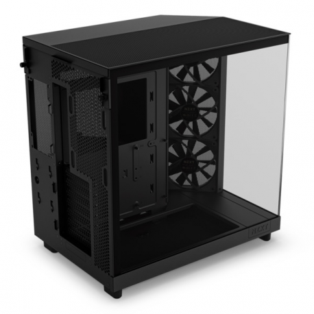 NZXT H series H6 Flow - Mid tower - ATX - windowed side panel (tempered glass) - no power supply - matte black - USB/Audio - 5