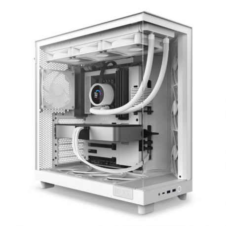 NZXT H series H6 Flow - Mid tower - ATX - windowed side panel (tempered glass) - no power supply - matt white - USB/Audio - 1
