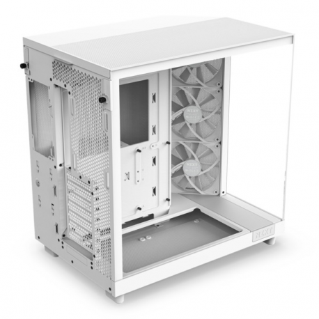 NZXT H series H6 Flow - Mid tower - ATX - windowed side panel (tempered glass) - no power supply - matt white - USB/Audio - 5