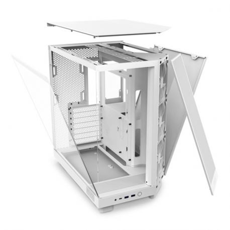 NZXT H series H6 Flow - Mid tower - ATX - windowed side panel (tempered glass) - no power supply - matt white - USB/Audio - 13