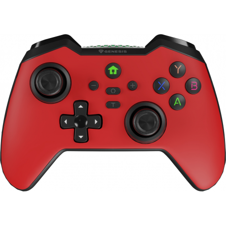 Genesis Mangan 400 - Gamepad - 19 buttons - wireless - Bluetooth - red - for PC, Nintendo Switch, Android, iOS, MAC, Steam Deck, Asus Rog Ally - 0
