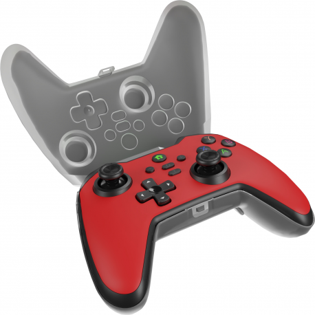 Genesis Mangan 400 - Gamepad - 19 buttons - wireless - Bluetooth - red - for PC, Nintendo Switch, Android, iOS, MAC, Steam Deck, Asus Rog Ally - 7