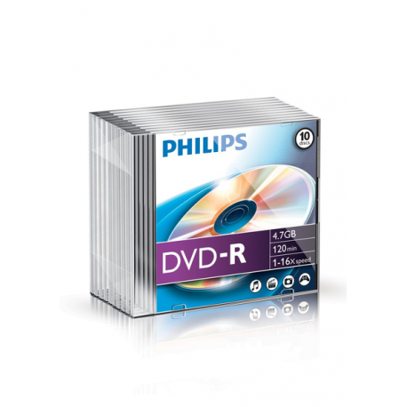 Philips DM4S6S10F - 10 x DVD-R - 4.7 GB (120min) 16x - slim jewel case - 0