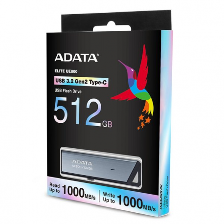 ADATA UE800 - USB flash drive - 512 GB - USB-C 3.2 Gen 2 - silver - 3