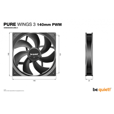 be quiet! Pure Wings 3 - Case fan - 140 mm - black - 4