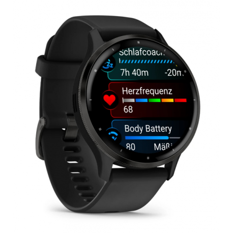 Garmin Venu 3 - 45 mm - black fibre-reinforced polymer - smart watch with band - silicone - wrist size: 135-200 mm - display 1.4" - 8 GB - Bluetooth, Wi-Fi, ANT+ - 30 g - 3