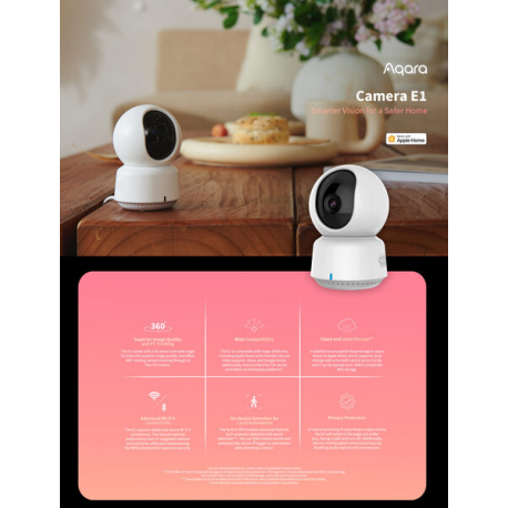Aqara Camera E1 - Network surveillance camera - pan  /  tilt - indoor - colour (Day&Night) - 2304 x 1296 - 1296p - motorized - audio - wireless - Wi-Fi - 802.11ax, Bluetooth 5.2 - H.264 - DC 5 V - 3