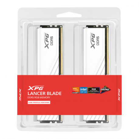 XPG LANCER BLADE RGB - DDR5 - kit - 64 GB: 2 x 32 GB - DIMM 288-pin - 3000 MHz  /  PC5-48000 - CL30 - 1.35 - 1.4 V - unbuffered - on-die ECC - white - 3