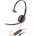 Poly Blackwire 3210 - Blackwire 3200 Series - headset - on-ear - wired - active noise cancelling - USB-C - black - Certified for Skype for Business, Avaya Certified, Cisco Jabber Certified, UC certified