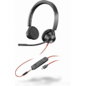 Poly Blackwire 3325 - Blackwire 3300 series - headset - on-ear - wired - active noise cancelling - 3.5 mm jack, USB-C - black - Certified for Microsoft Teams, UC certified
