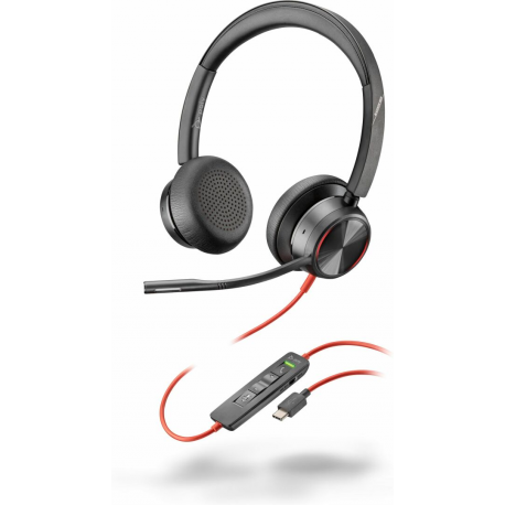 Poly Blackwire 8225 - Blackwire 8200 series - headset - on-ear - wired - active noise cancelling - USB-C - black - Zoom Certified, UC certified - 0