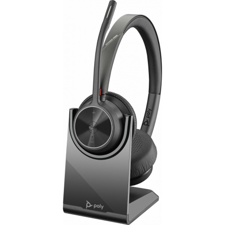 Poly Voyager 4320 - Headset - on-ear - Bluetooth - wireless - black - Zoom Certified, Certified for Microsoft Teams - 0