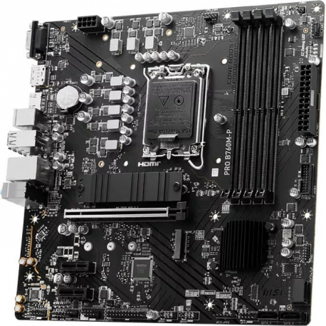 MSI PRO B760M-P - Motherboard - micro ATX - LGA1700 Socket - B760 Chipset - USB 3.2 Gen 1, USB-C 3.2 Gen2 - Gigabit LAN - onboard graphics (CPU required) - HD Audio (8-channel) - 2