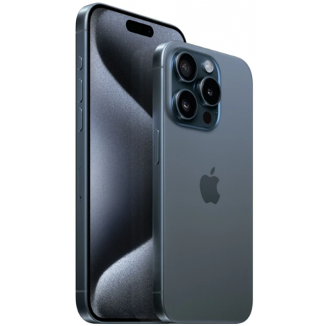 Apple iPhone 15 Pro Max - 5G smartphone - dual-SIM  /  Internal Memory 256 GB - OLED display - 6.7" - 2796 x 1290 pixels (120 Hz) - 3x rear cameras 48 MP, 12 MP, 12 MP - front camera 12 MP - blue titanium - 1