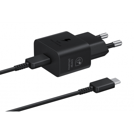 Samsung EP-T2510X - Power adapter - with data cable - 25 Watt - 3 A - PD 3.0, SFC, PD / PPS (24 pin USB-C) - on cable: USB-C - black - 0