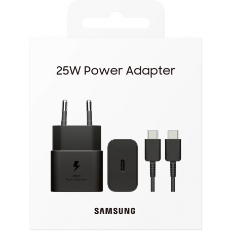 Samsung EP-T2510X - Power adapter - with data cable - 25 Watt - 3 A - PD 3.0, SFC, PD / PPS (24 pin USB-C) - on cable: USB-C - black - 2