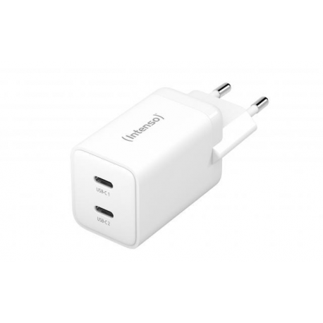 Intenso W40CC - Power adapter - GaN - 40 Watt - 3 A - PD 3.0, QC 4.0, PD / PPS - 2 output connectors (24 pin USB-C) - white - 0