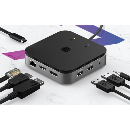 ICY BOX 7-in-1 - Docking station - USB-C 3.2 Gen 2 / Thunderbolt 3 / Thunderbolt 4 - HDMI, DP - GigE - 1