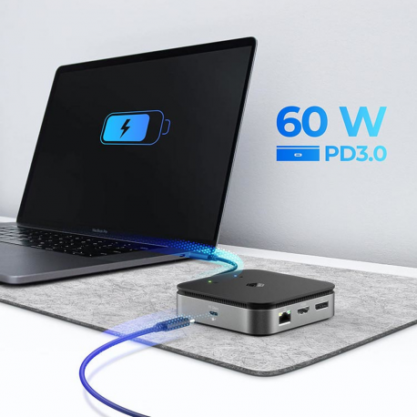 ICY BOX 7-in-1 - Docking station - USB-C 3.2 Gen 2 / Thunderbolt 3 / Thunderbolt 4 - HDMI, DP - GigE - 2