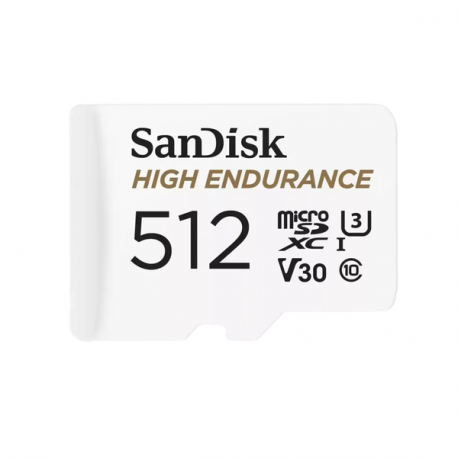 SanDisk High Endurance - Flash memory card (microSDXC to SD adapter included) - 512 GB - Video Class V30  /  UHS-I U3  /  Class10 - microSDXC UHS-I - 0