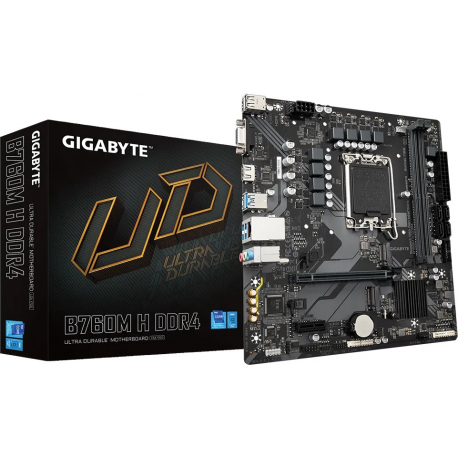 Gigabyte B760M H DDR4 - 1.0 - motherboard - micro ATX - LGA1700 Socket - B760 Chipset - USB 3.2 Gen 1 - Gigabit LAN - onboard graphics (CPU required) - HD Audio (8-channel) - 5