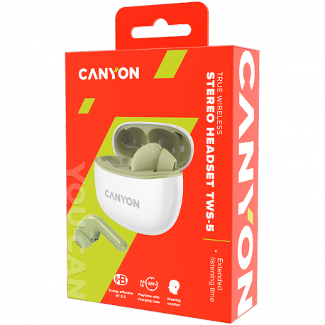 Canyon TWS-5 - True wireless earphones with mic - in-ear - Bluetooth - green - 4