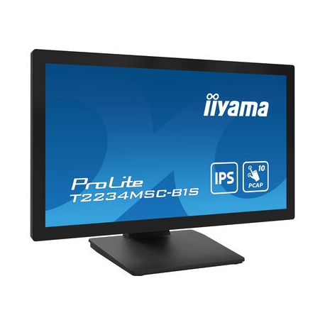 iiyama ProLite T2234MSC-B1S - LED monitor - 22" (21.5" viewable) - touchscreen - 1920 x 1080 Full HD (1080p) - IPS - 350 cd / m² - 1000:1 - 18 ms - HDMI, VGA, DisplayPort - speakers - black, matte - 2