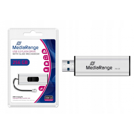 MediaRange - USB flash drive - 256 GB - USB 3.0 - black, silver - 2