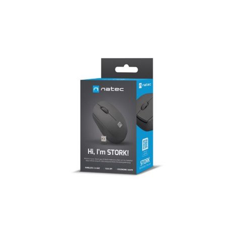 Natec STORK - Mouse - optical - 3 buttons - wireless - 2.4 GHz - USB wireless receiver - black - 5