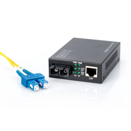 DIGITUS DN-82021-1 - Fibre media converter - 100Mb LAN - 10Base-T, 100Base-FX, 100Base-TX - RJ-45 / SC single-mode - up to 20 km - 1310 nm - 4