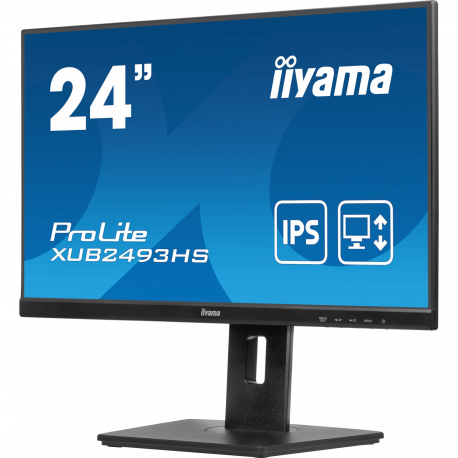 iiyama ProLite XUB2493HS-B6 - LED monitor - 24" (23.8" viewable) - 1920 x 1080 Full HD (1080p) @ 100 Hz - IPS - 250 cd / m² - 1300:1 - 0.5 ms - HDMI, DisplayPort - speakers - black, matte - 2