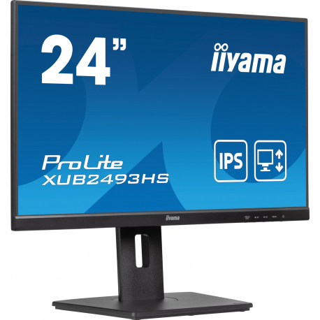 iiyama ProLite XUB2493HS-B6 - LED monitor - 24" (23.8" viewable) - 1920 x 1080 Full HD (1080p) @ 100 Hz - IPS - 250 cd / m² - 1300:1 - 0.5 ms - HDMI, DisplayPort - speakers - black, matte - 13