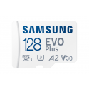Samsung EVO Plus MB-MC128S - Flash memory card (microSDXC to SD adapter included) - 128 GB - A2  /  Video Class V30  /  UHS-I U3  /  Class10 - microSDXC UHS-I - white