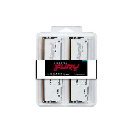 Kingston FURY Beast RGB - DDR5 - kit - 32 GB: 2 x 16 GB - DIMM 288-pin - 6000 MHz  /  PC5-48000 - CL30 - 1.4 V - unbuffered - on-die ECC - white - 13