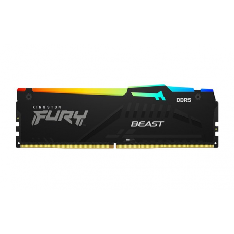 Kingston FURY Beast RGB - DDR5 - module - 32 GB - DIMM 288-pin - 6000 MHz  /  PC5-48000 - CL30 - 1.4 V - unbuffered - on-die ECC - black - 23