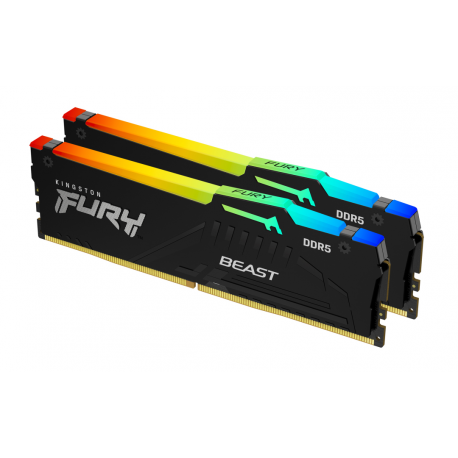 Kingston FURY Beast RGB - DDR5 - kit - 16 GB: 2 x 8 GB - DIMM 288-pin - 6000 MHz  /  PC5-48000 - CL30 - 1.4 V - unbuffered - on-die ECC - black - 0