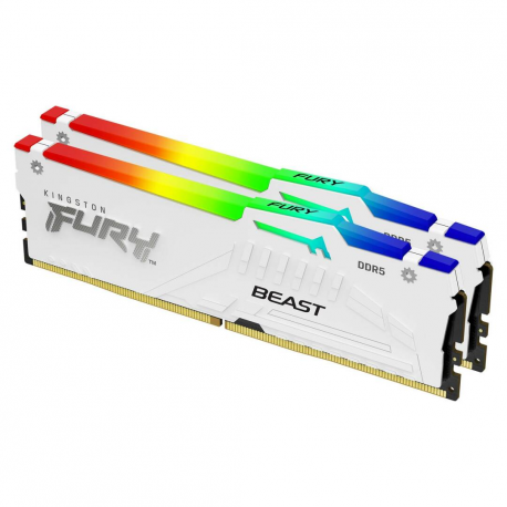 Kingston FURY Beast RGB - DDR4 - kit - 64 GB: 2 x 32 GB - DIMM 288-pin - 6400 MHz  /  PC5-51200 - CL32 - 1.4 V - unbuffered - on-die ECC - white - 0